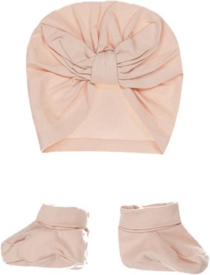 Dirkje-Baby Meisjes Muts en slofjes-Licht roze