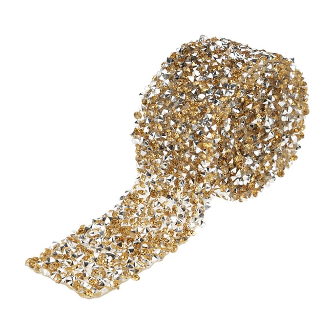 Rouleau de ruban en maille diamantée avec strass scintillants pour décoration de mariage (Crystal Yellow) brown