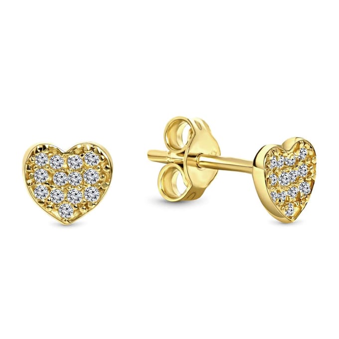 Juwelier Emo - Hart Oorstekers Goud met Zirkonia – 14 Karaat - Diameter 6 MM