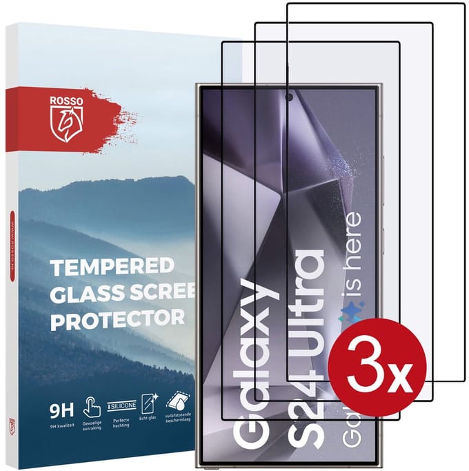 Rosso Screen Protector Geschikt voor Samsung Galaxy S24 Ultra | 9H Tempered Glass | Triple pack
