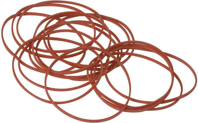 Q-CONNECT elastieken, breedte 1,5 mm, lengte 80 mm, 100g, rood 100 stuks