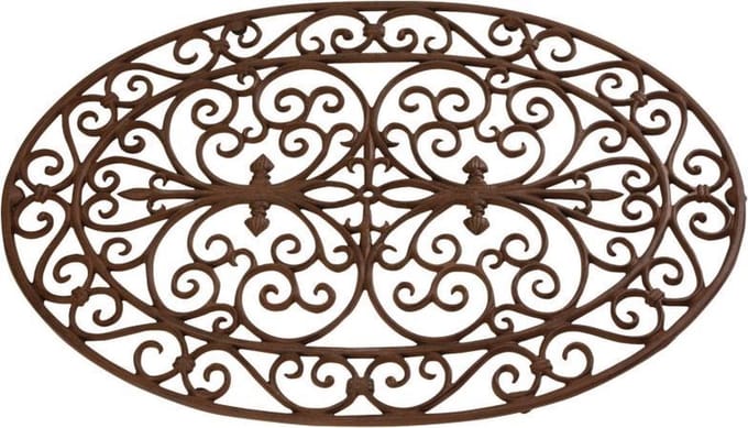 Esschert Design Deurmat - ovaal - gietijzer - Victoriaans patroon - 60 x 34 cm