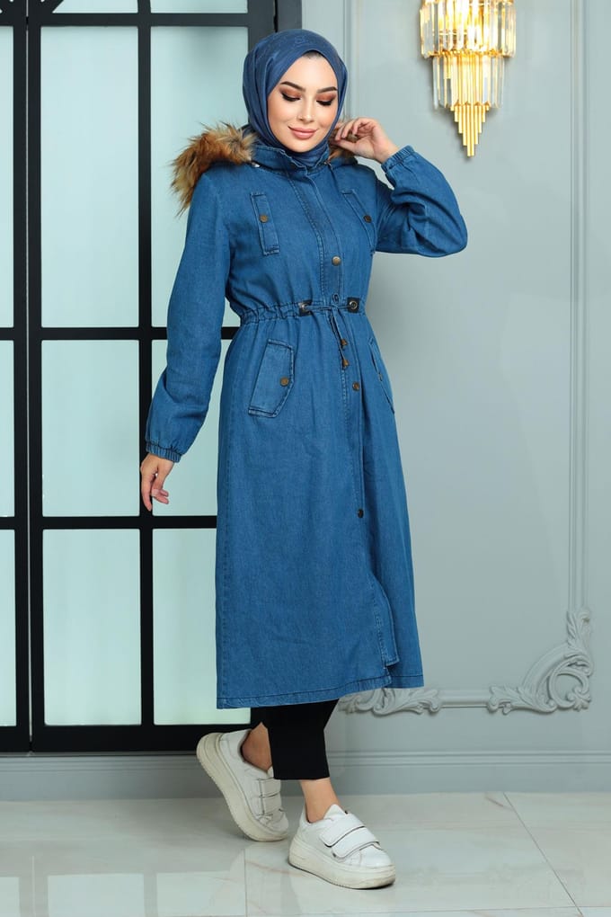 Capuchon Denim Jasje Donker Denim