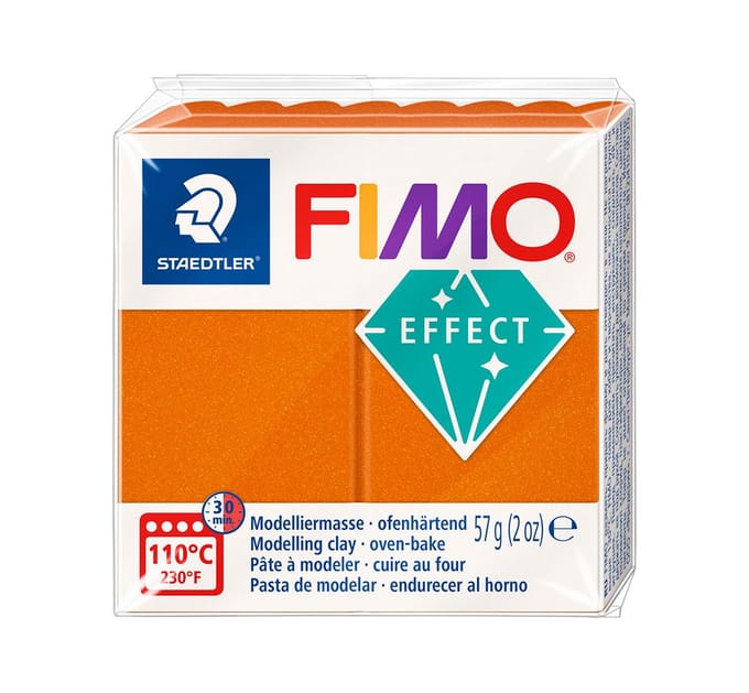 FIMO effect ovenhardende boetseerklei standaard blokje 57 g - metallic oranje