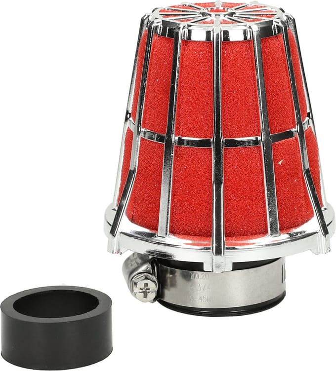 Mezoly luchtfilter recht Ø28-35mm rood/chroom