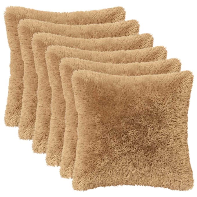 vidaXL - Kussensloop - 6 - pcs - HEERLEN - Taupe - 30 - x - 30 - cm - PV - Fleece