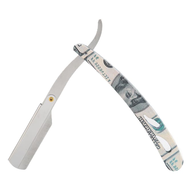 Porte-rasoir droit professionnel Acier inoxydable Rasoir manuel pliant pour hommes (Sans lame) white