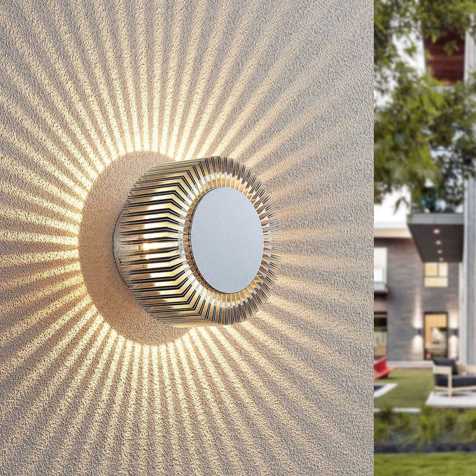 Lucande LED buiten wandlamp Keany, metaal, Ø 16 cm, IP54