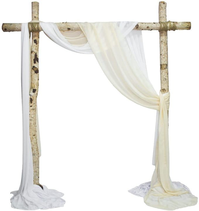 URROMA Wedding Arch Drape - Chiffon Gordijnen voor Bruiloft en Feest, Wit en Ivoor, 2 Stuks