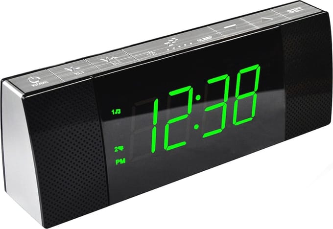 Wekkerradio met Bluetooth, Dimbaar LED-display, FM-radio, Dubbel Alarm en Snooze