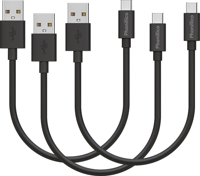 3x USB C naar USB A Kabel Zwart - 0,2 meter - Oplaadkabel voor Honor Magic 5 / Magic 5 Lite / Magic 5 Pro / Magic 4 / Magic 4 Lite / Magic 4 Pro