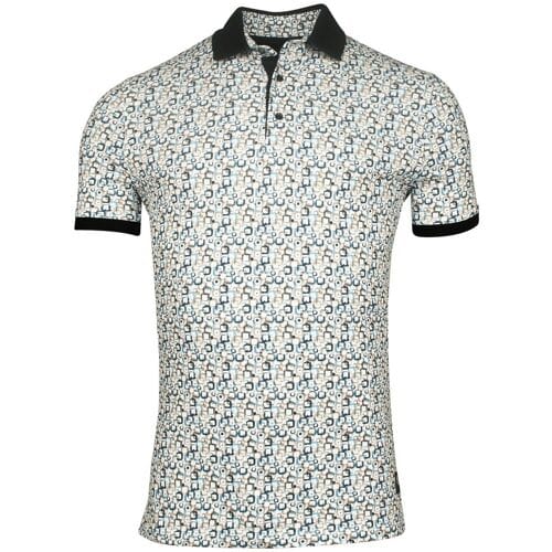 Giordano Polo Genardi Subtle Stretch Graphic Squares Pattern Piqué Navy-Multi / male