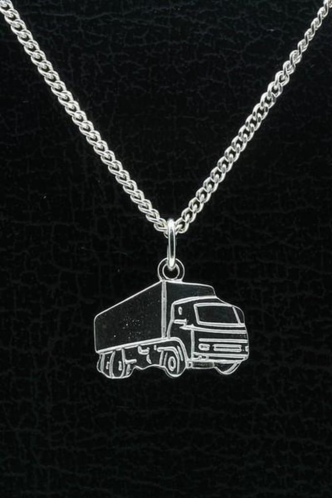 Zilveren Vrachtwagen ketting hanger