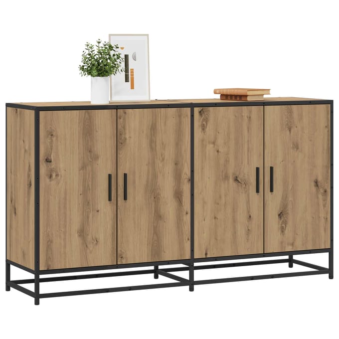 vidaXL - Dressoir - Artisanaal - eiken - 134 - x - 35 - x - 76 - cm - Bewerkt - hout
