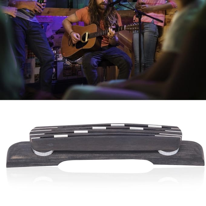 GO104 Ebbenhouten Gitaarbrug Jazz Gitaar Accessoire met 6-punts Verstelbare Hoogte 21~26mm black