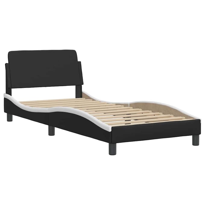 vidaXL - Bedframe - "Dover" - kunstleer - zwart - en - wit - 90x190 - cm