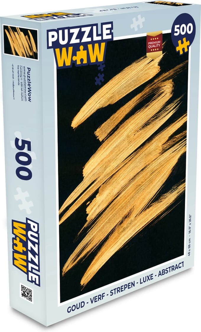 Puzzel Goud - Verf - Strepen - Luxe - Abstract - Legpuzzel - Puzzel 500 stukjes