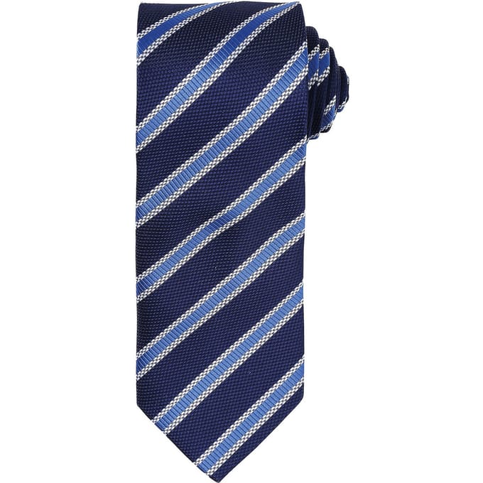 Premier Heren Streep Wafel Stropdas (Marine/Loyaal Blauw)