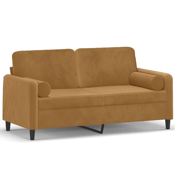 vidaXL - Tweezitsbank - met - sierkussens - 140 - cm - fluweel - bruin