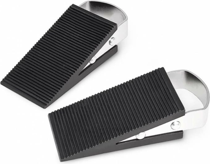 Set van 2 Deurwiggen mer RVS Beugel - Rvs -/ Rubber - 12 x 5 x 3 cm