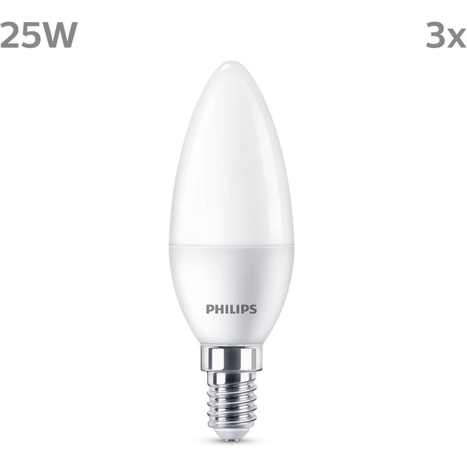 Philips LED Kaarslamp Mat - 25 W - E14 - Warmwit licht - 3 stuks