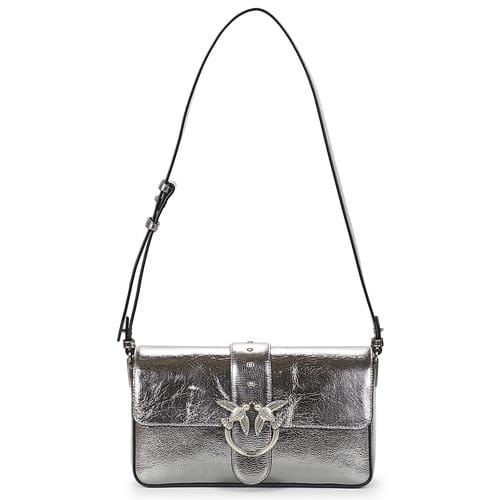 PINKO Love One Classic Schoudertas Leder 27 cm - Dames - antracite silver