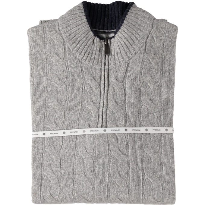 Fellows United Half Zip Pullover Premium Cable Grey (52.1151 - 123)