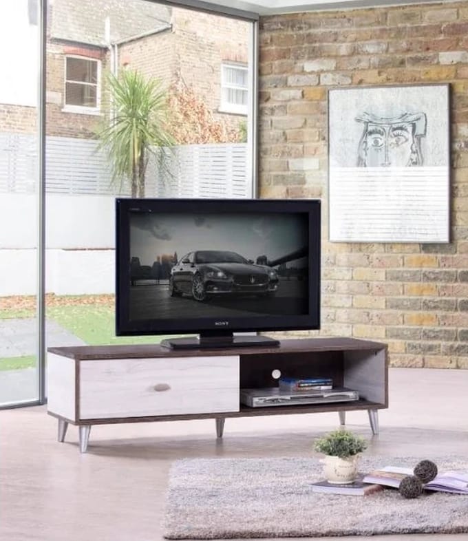 tv meubel bodrum- tv kast- bruin/wit