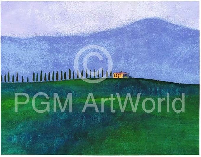 Kunstdruk Ralf Westphal - Abendstimmung in der Toskana 70x50cm