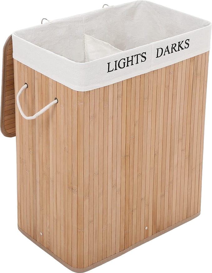 MAZAZU Wasmand - Basic - 2 Delen - Bamboe - Bruin - 52x32x62.5cm