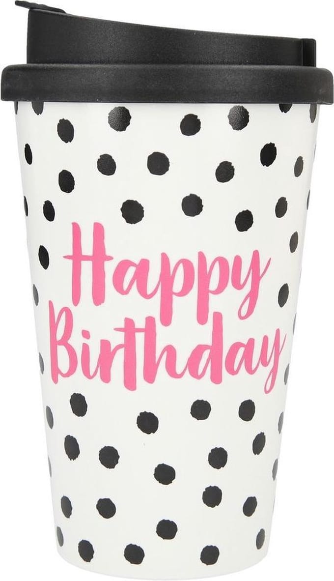 Depesche Drinkbeker To-Go Happy Birthday Dots