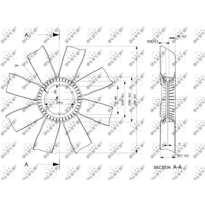 Ventilatorwiel, motorkoeling NRF 49804