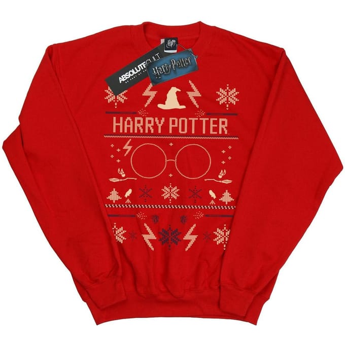 Harry Potter Sweatshirt met kerstpatroon voor jongens (Rood)