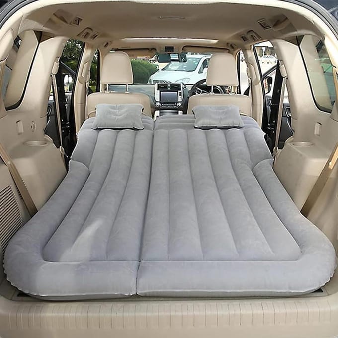Luchtbed Auto - Slaapmat Opblaasbaar - Reizen Comfort - Veiligheidsstop - Normaal - Grijs