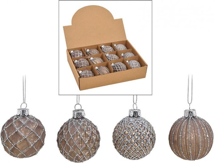 Kerstbal | Zilver | Set van 4| 6 cm | Glas