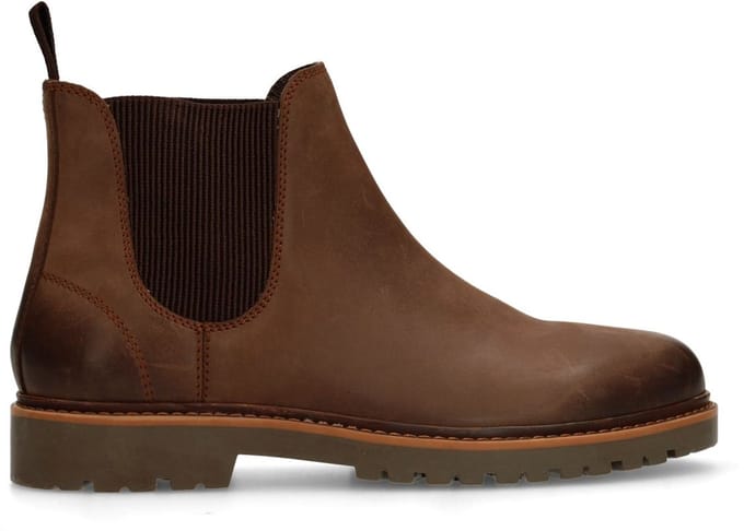 Manfield - Heren - Bruine nubuck chelsea boots - Maat 44