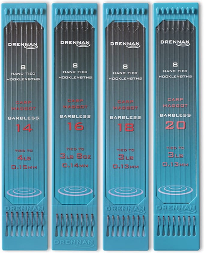 Drennan Onderlijnen Carp Maggot Barbless (15cm) - Maat : haak 16 - 0.14mm