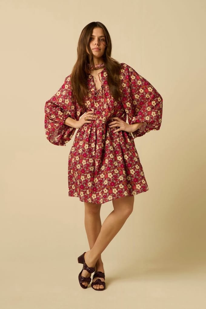 Sissy-Boy - Donkerpaarse jurk met bloemenprint