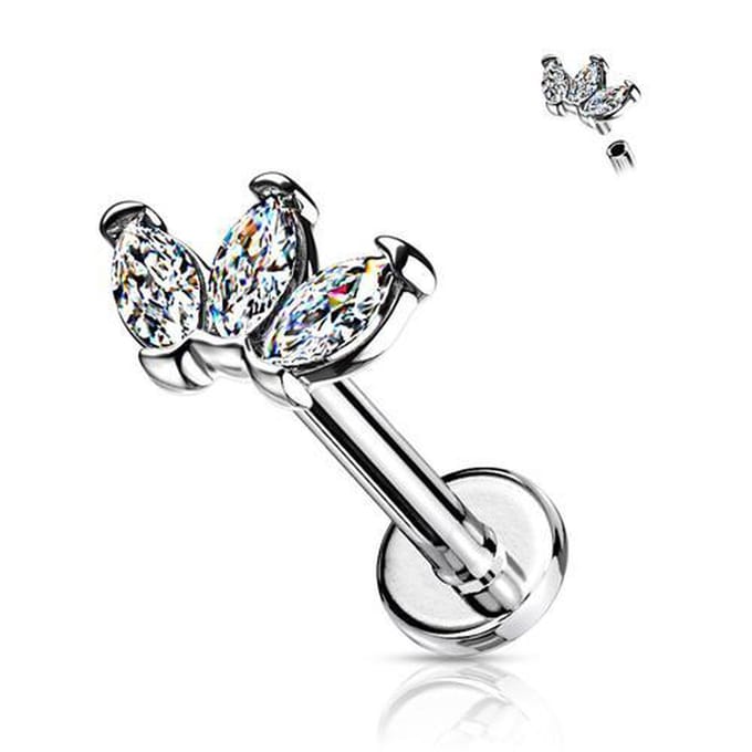 Piercing triple marquise 1.2x6 - zilver - LMPiercings