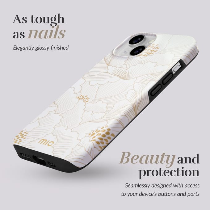 MIO MagSafe Apple iPhone 15 Plus / 14 Plus Hoesje | Hard Shell Back Cover | Geschikt voor MagSafe | White Roses