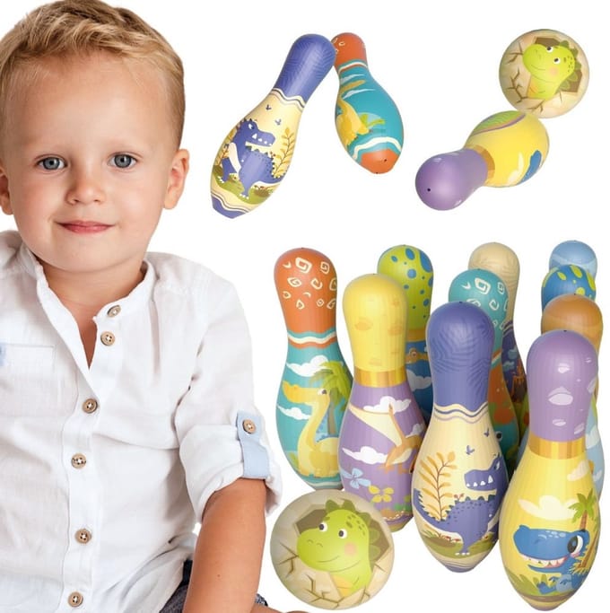 Woopie Soft Bowling Behendigheidsspel Dinosaurussen Set van 12 - UNI
