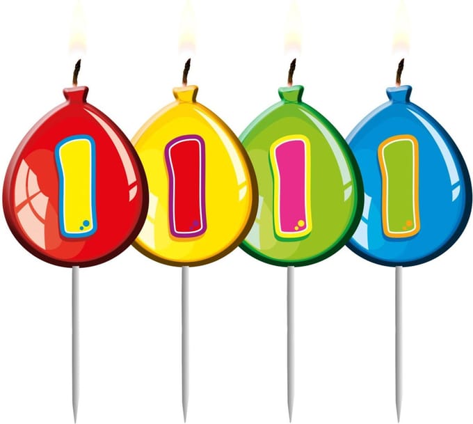 Kaarsje Birthday Ballonnen Cijfer 1