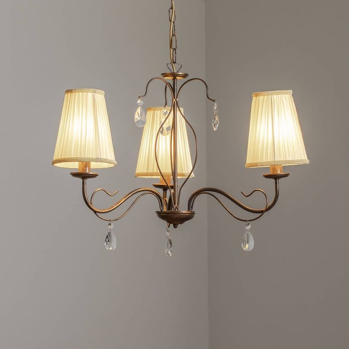 ONLI Delia kroonluchter, bronskleurig, 3-lamps, Ø 60 cm