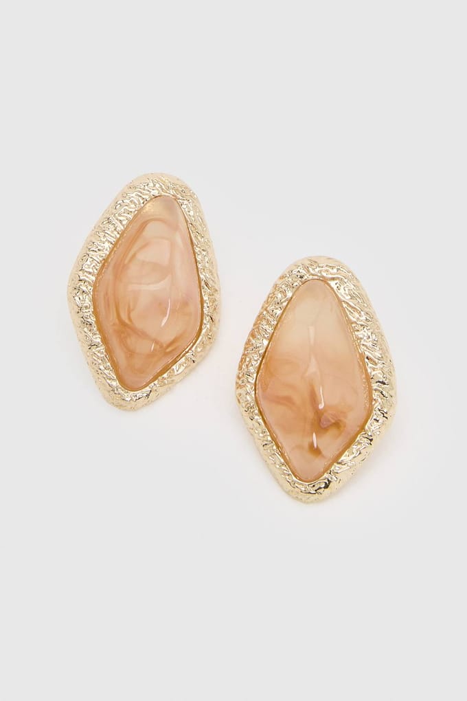 boohoo Dames Oversized Oorbellen Met Steendetail | Goud