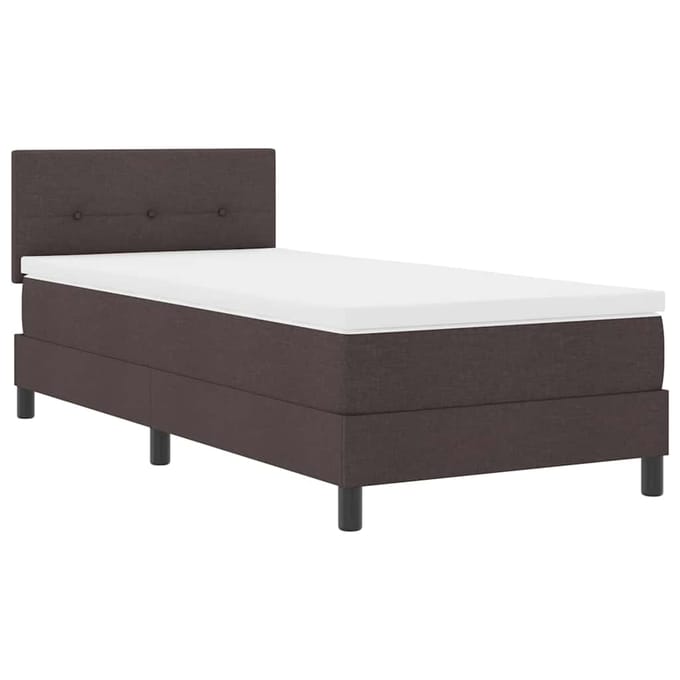vidaXL - Boxspring - bed - met - hoofdeinde - Donkerbruin - 90 - x - 190 - cm - Stof