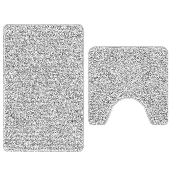 vidaXL - Antislip - Badmat - Set - 2 - st - Grijs - 50 - x - 50 - cm - PP