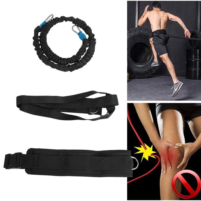 Multifunctionele Weerstandstrainer Acceleratie Snelheidskoord Touwset voor Sport Kracht Hardlopen black