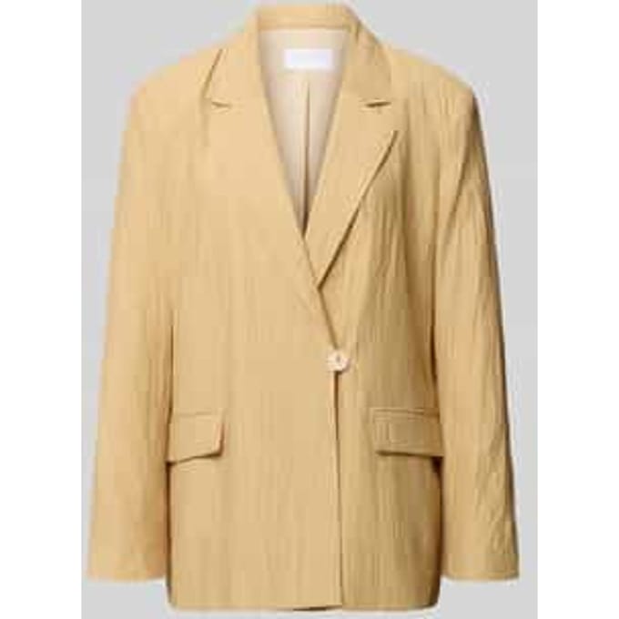 straight fit blazer van viscosemix met structuurpatroon
