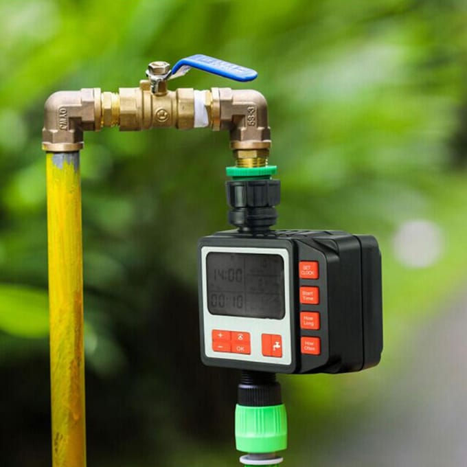 Elektronische Tuinbewateringstimer Automatische Bewatering Irrigatiecontroller LCD-display gray