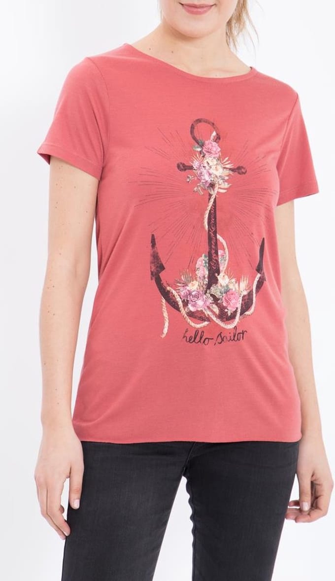 King Kerosin Dames-T-shirt Anchor Vintage Rood